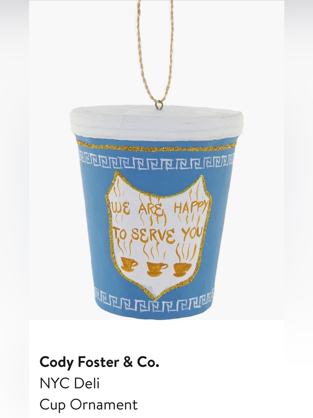 NWT Cody & Foster NYC Deli Glass Glass Ornament $26 MSRP
